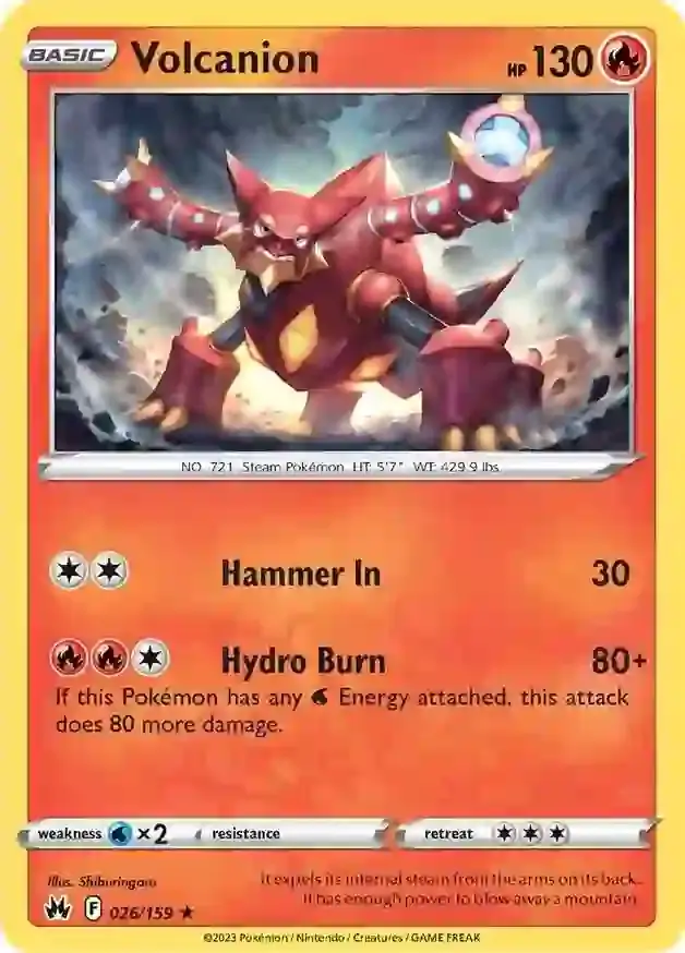 Volcanion Pokemon card from Crown Zenith