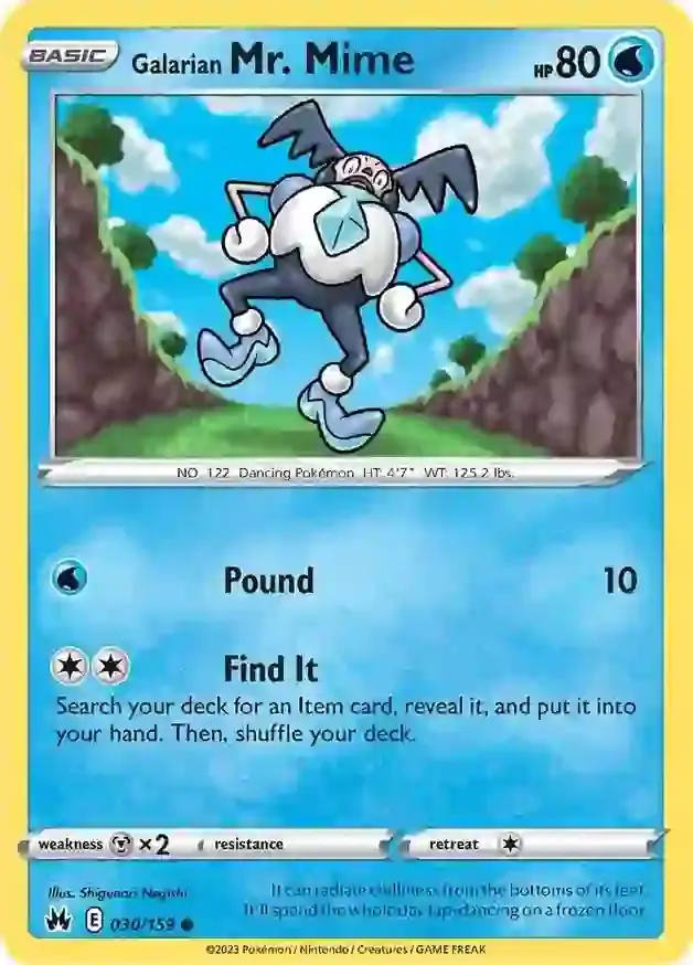 Galarian Mr. Mime Pokemon card from Crown Zenith