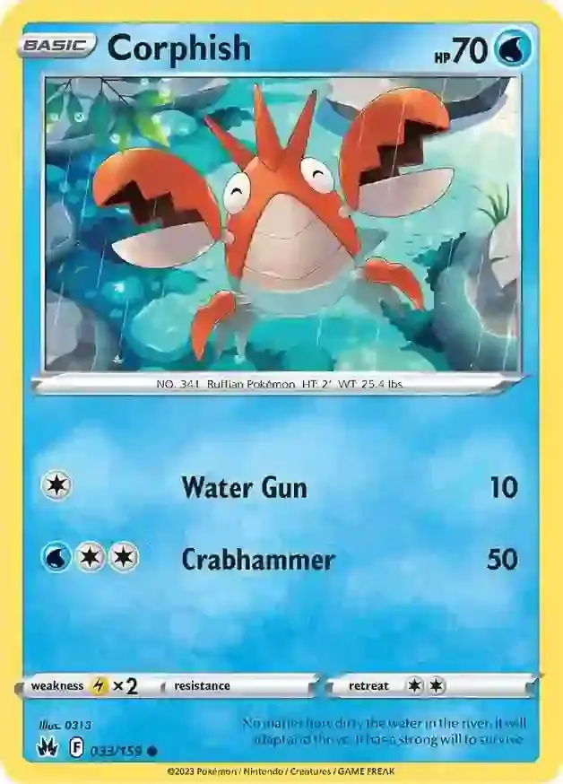 Corphish Pokemon card from Crown Zenith