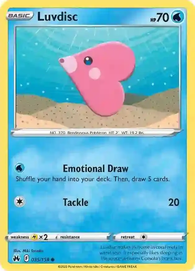 Luvdisc Pokemon card from Crown Zenith