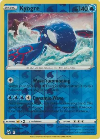 Kyogre Reverse Holo Pokemon card from Crown Zenith