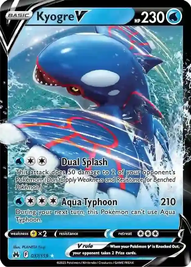Kyogre V Pokemon card from Crown Zenith