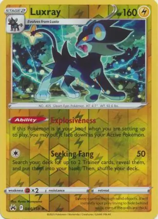 Luxray Reverse Holo Pokemon card from Crown Zenith