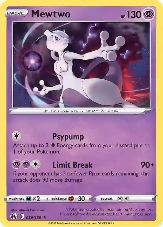Mewtwo Pokemon card from Crown Zenith