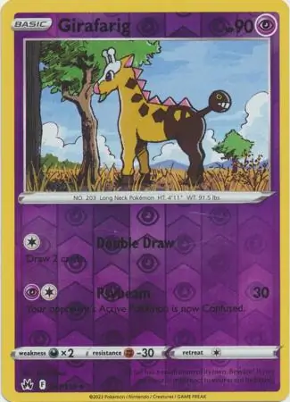Girafarig Reverse Holo Pokemon card from Crown Zenith