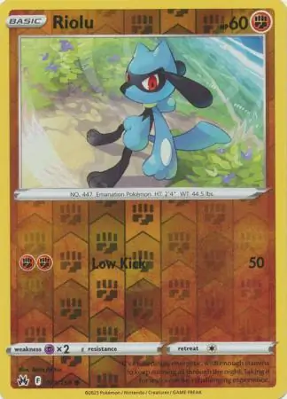 Riolu Reverse Holo Pokemon card from Crown Zenith