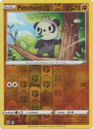 Pancham Reverse Holo Pokemon card from Crown Zenith