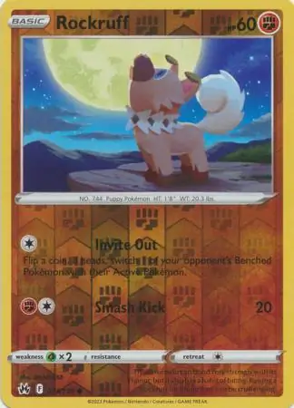 Rockruff Reverse Holo Pokemon card from Crown Zenith