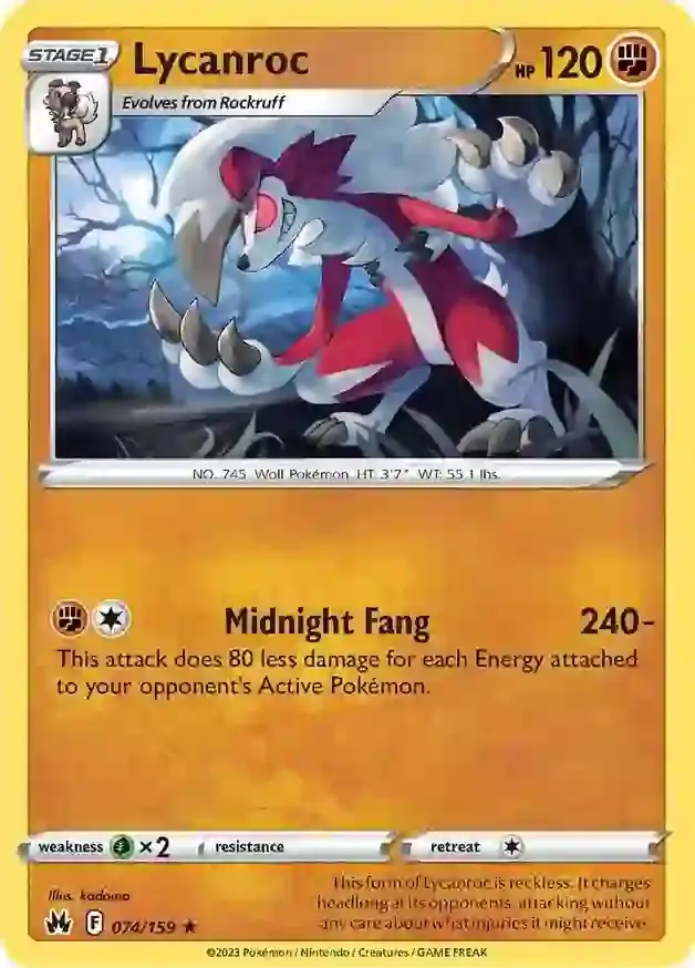 Lycanroc Pokemon card from Crown Zenith