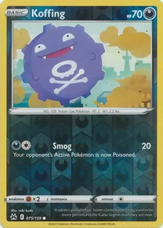 Koffing Reverse Holo Pokemon card from Crown Zenith