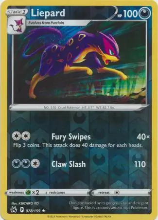 Liepard Reverse Holo Pokemon card from Crown Zenith