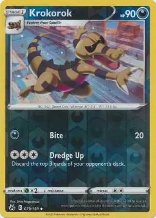 Krokorok Reverse Holo Pokemon card from Crown Zenith