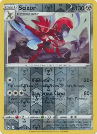 Scizor Reverse Holo Pokemon card from Crown Zenith