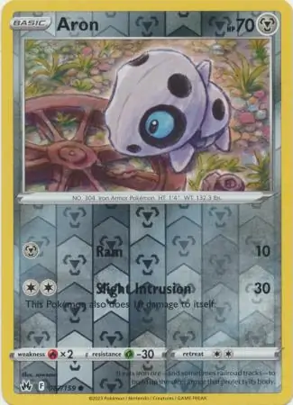 Aron Reverse Holo Pokemon card from Crown Zenith