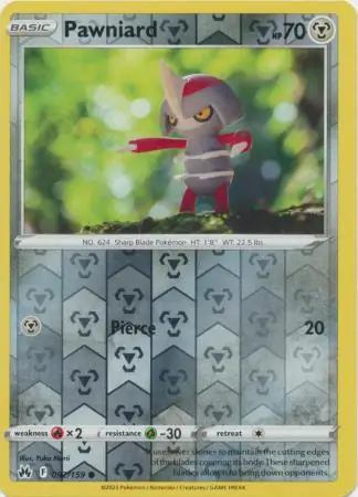 Pawniard Reverse Holo Pokemon card from Crown Zenith