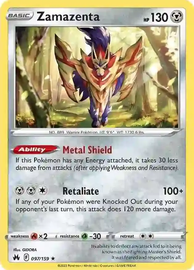 Zamazenta Pokemon card from Crown Zenith