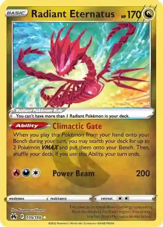 Radiant Eternatus Pokemon card from Crown Zenith