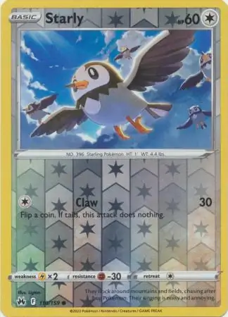 Starly Reverse Holo Pokemon card from Crown Zenith