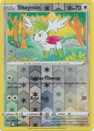 Shaymin Reverse Holo Pokemon card from Crown Zenith