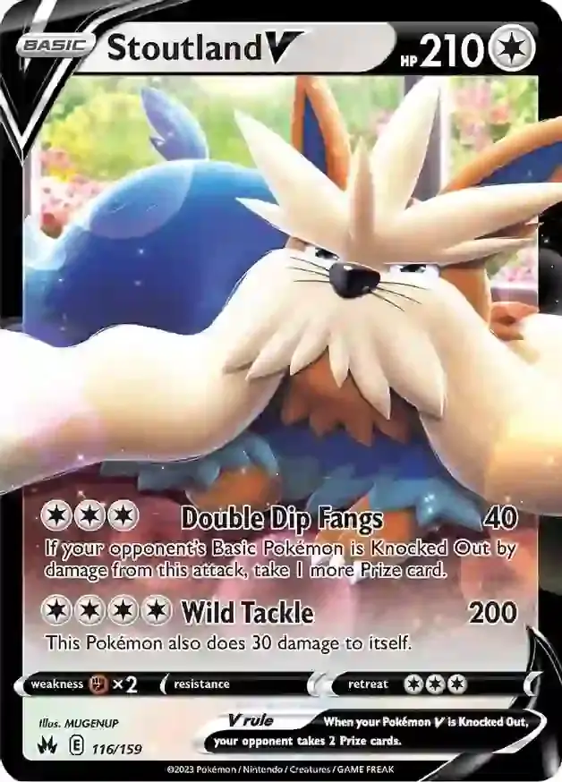 Stoutland V Pokemon card from Crown Zenith