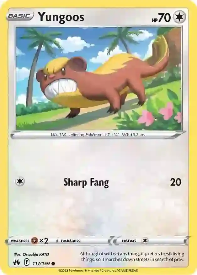 Yungoos Pokemon card from Crown Zenith