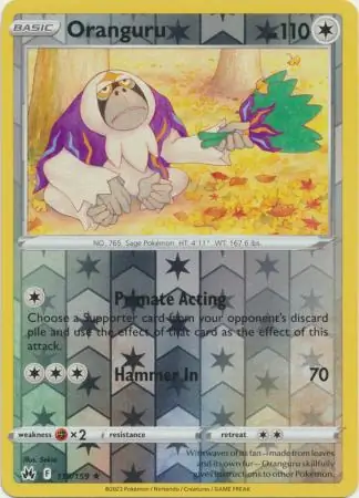 Oranguru Reverse Holo Pokemon card from Crown Zenith