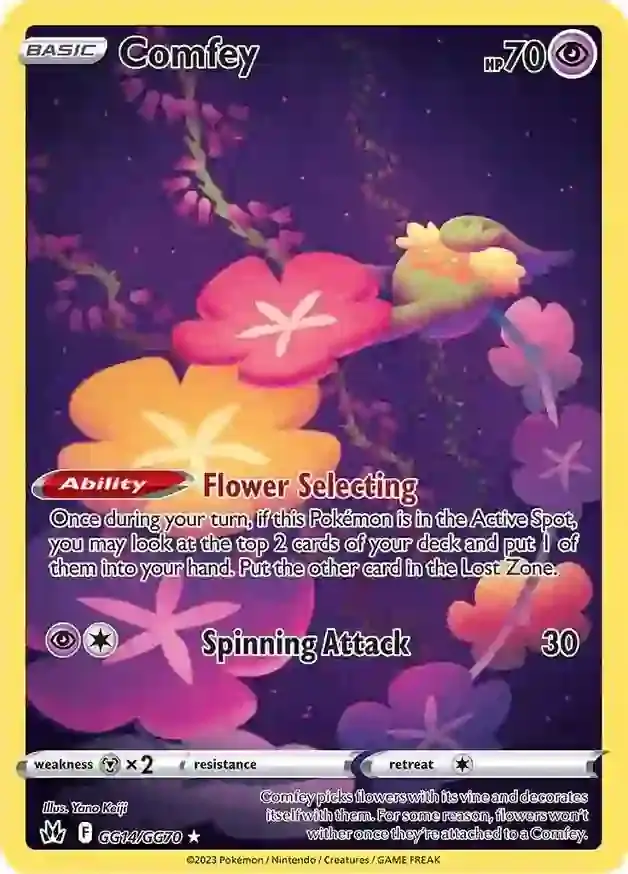 Comfey Pokemon card from Crown Zenith