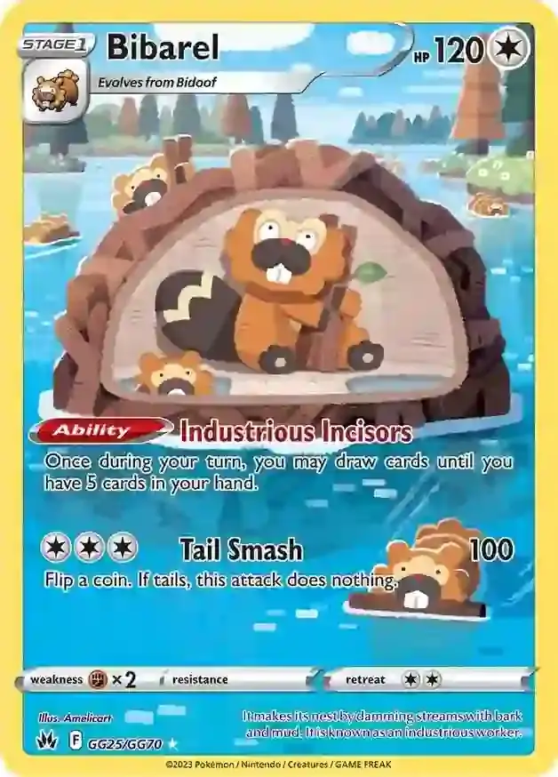 Bibarel Pokemon card from Crown Zenith