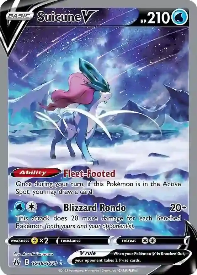 Suicune V Pokemon card from Crown Zenith