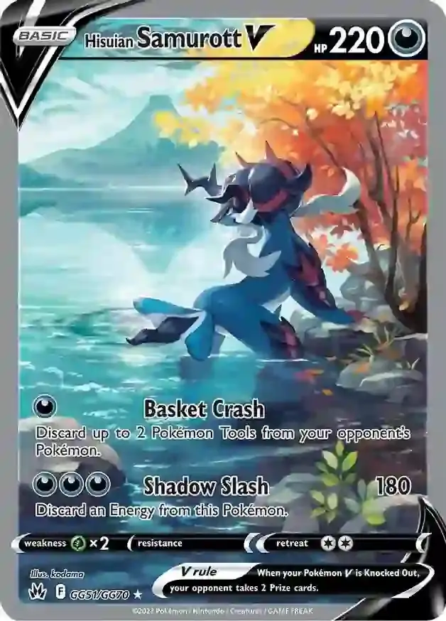 Hisuian Samurott V Pokemon card from Crown Zenith