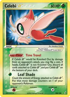 Celebi Gold Star Pokemon card from Crystal Guardians