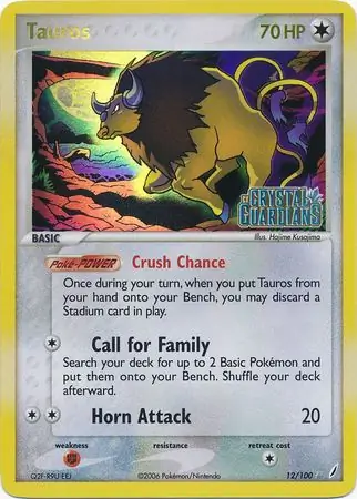 Tauros Reverse Holo Pokemon card from Crystal Guardians