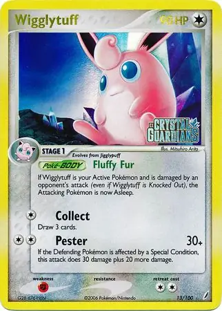 Wigglytuff Reverse Holo Pokemon card from Crystal Guardians