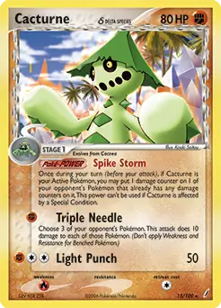 Cacturne Pokemon card from Crystal Guardians