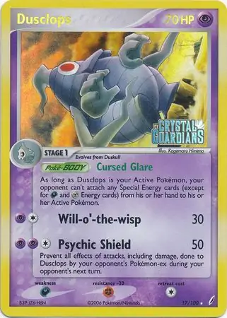 Dusclops Reverse Holo Pokemon card from Crystal Guardians
