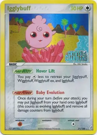 Igglybuff Reverse Holo Pokemon card from Crystal Guardians