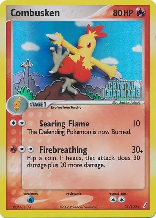 Combusken Reverse Holo Pokemon card from Crystal Guardians