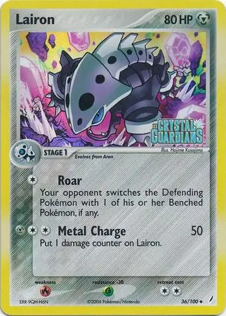 Lairon Reverse Holo Pokemon card from Crystal Guardians