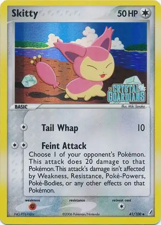 Skitty Reverse Holo Pokemon card from Crystal Guardians