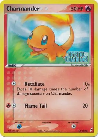 Charmander Reverse Holo Pokemon card from Crystal Guardians