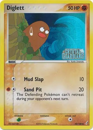 Diglett Reverse Holo Pokemon card from Crystal Guardians