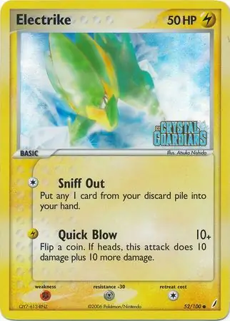 Electrike Reverse Holo Pokemon card from Crystal Guardians