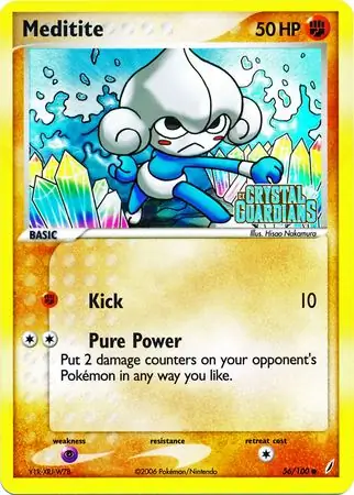 Meditite Reverse Holo Pokemon card from Crystal Guardians