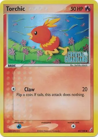 Torchic Reverse Holo Pokemon card from Crystal Guardians