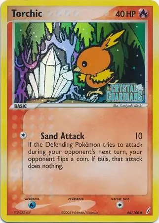 Torchic Reverse Holo Pokemon card from Crystal Guardians