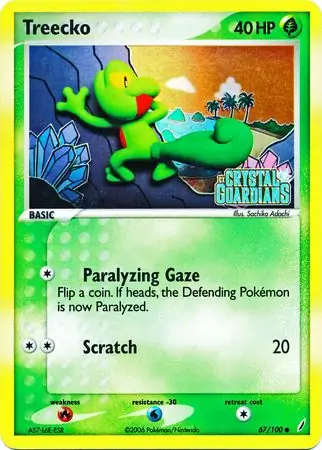 Treecko Reverse Holo Pokemon card from Crystal Guardians