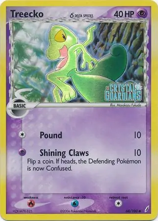 Treecko Reverse Holo Pokemon card from Crystal Guardians