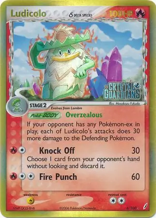 Ludicolo Reverse Holo Pokemon card from Crystal Guardians