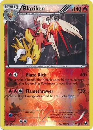 Blaziken Reverse Holo Pokemon card from Dark Explorers