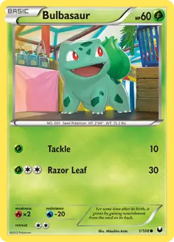 Bulbasaur Pokemon card from Dark Explorers